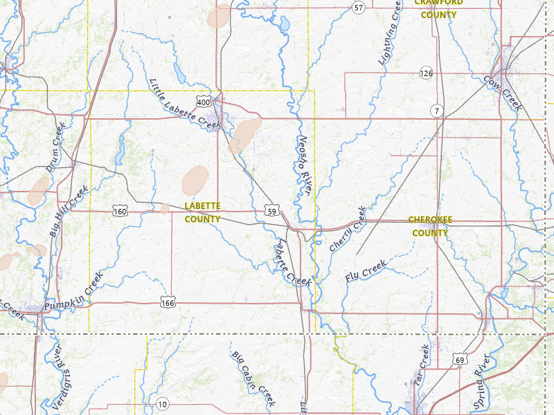 Radar-estimated hail-size map of the storm over Oswego, KS on Mar 6, 2026