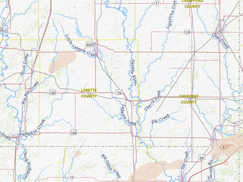 Radar-estimated hail-size map of the storm over Oswego, KS on Apr 3, 2026