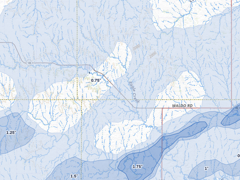 NEXRAD radar-signature map of the hail over Paradise, KS