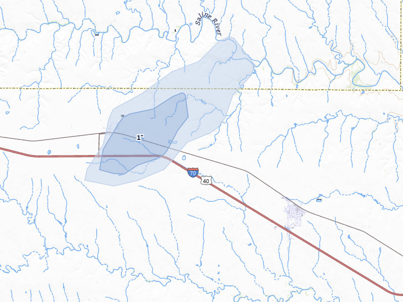 NEXRAD radar-signature map of the hail storm over Park, KS on Aug 25, 2026
