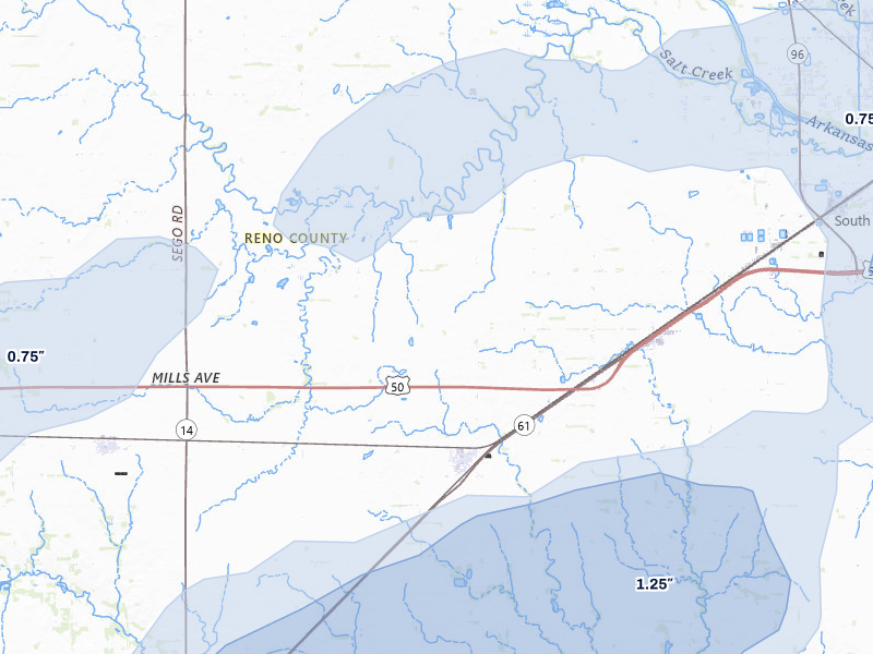 NEXRAD radar-signature map of the hail storm over Partridge, KS on Aug 13, 2026