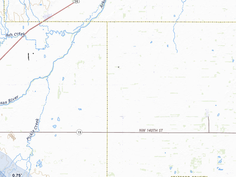 NEXRAD radar-signature map of the hail over Pawnee Rock, KS