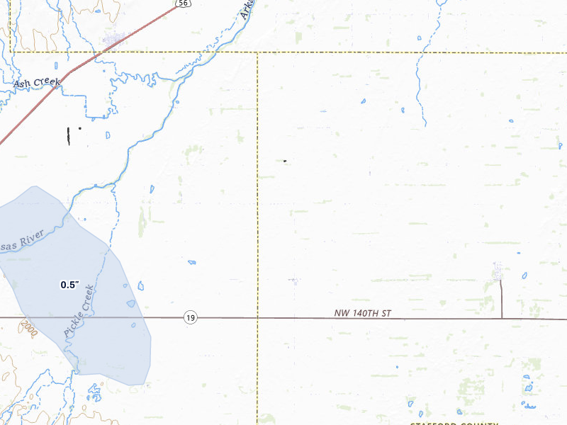 NEXRAD radar-signature map of the hail storm over Pawnee Rock, KS on Jul 30, 2026