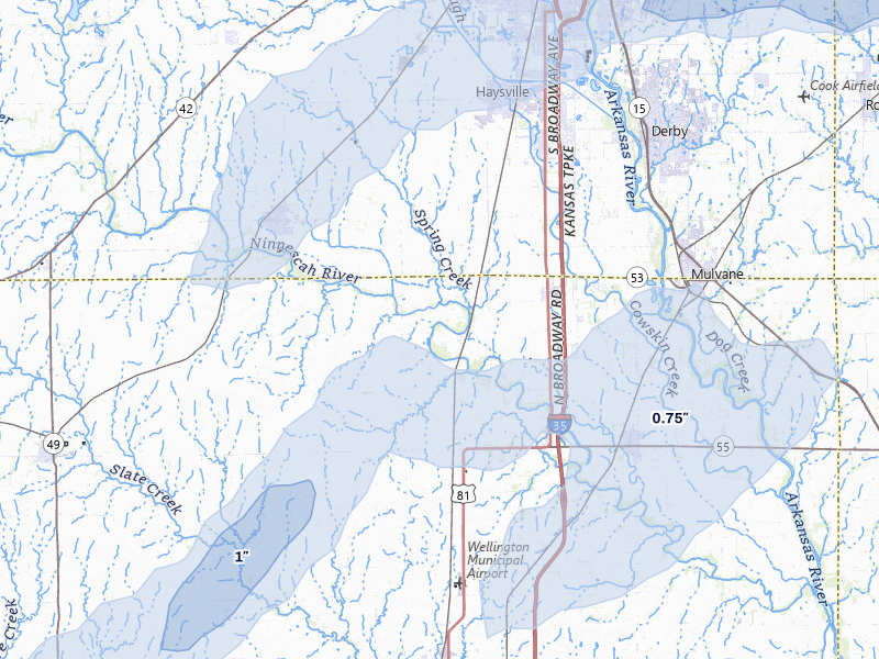NEXRAD radar-signature map of the hail storm over Peck, KS on Mar 3, 2026