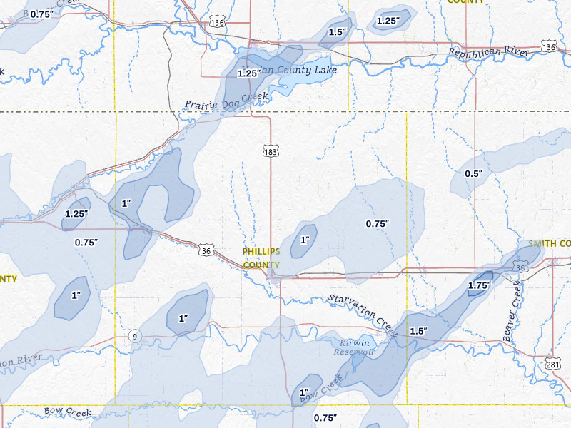 NEXRAD radar-signature map of the hail storm over Phillipsburg, KS on May 16, 2026