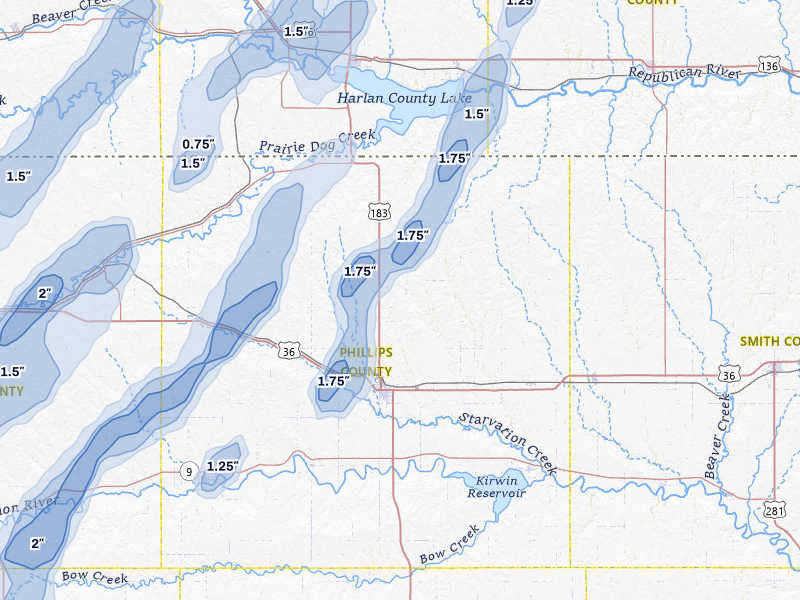 NEXRAD radar-signature map of the hail storm over Phillipsburg, KS on Jun 9, 2026