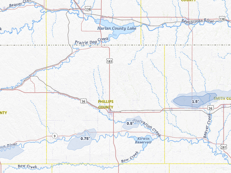 NEXRAD radar-signature map of the hail storm over Phillipsburg, KS on Jul 27, 2026