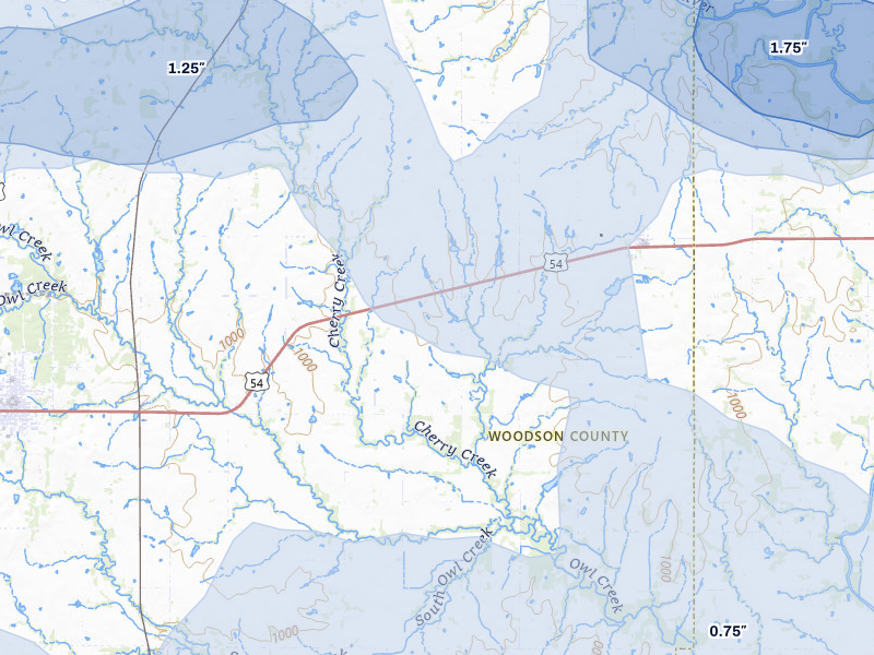 NEXRAD radar-signature map of the hail storm over Piqua, KS on May 31, 2026