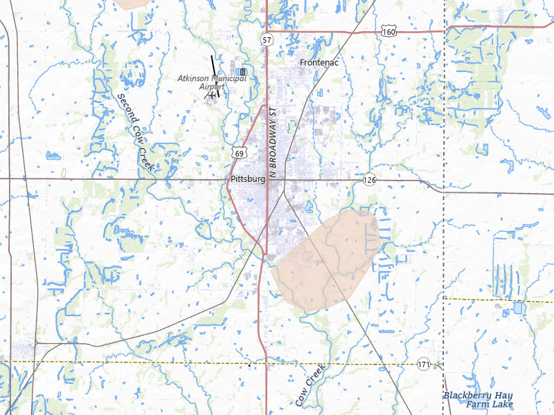 Radar-estimated hail-size map of the storm over Pittsburg, KS on May 30, 2026