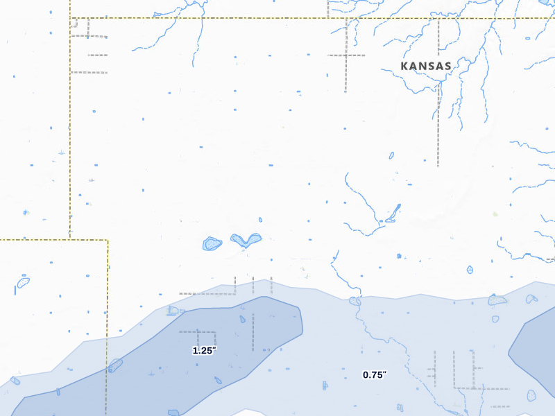 NEXRAD radar-signature map of the hail over Plains, KS