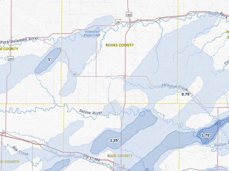 NEXRAD radar-signature map of the hail over Plainville, KS