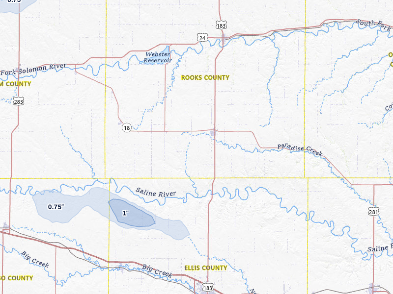 NEXRAD radar-signature map of the hail over Plainville, KS
