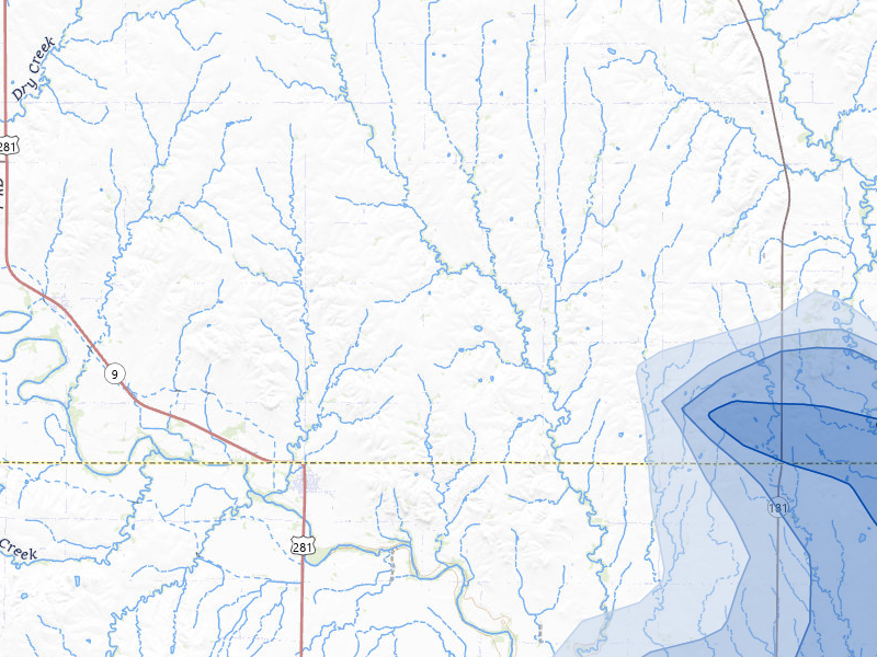 NEXRAD radar-signature map of the hail storm over Portis, KS on Jun 8, 2026