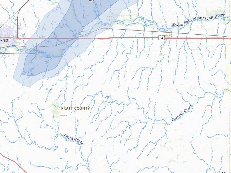 NEXRAD radar-signature map of the hail over Pratt, KS