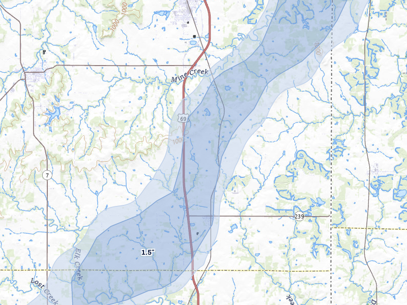 NEXRAD radar-signature map of the hail storm over Prescott, KS on Mar 6, 2026