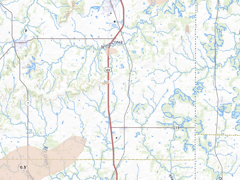 Radar-estimated hail-size map of the storm over Prescott, KS on Apr 27, 2026