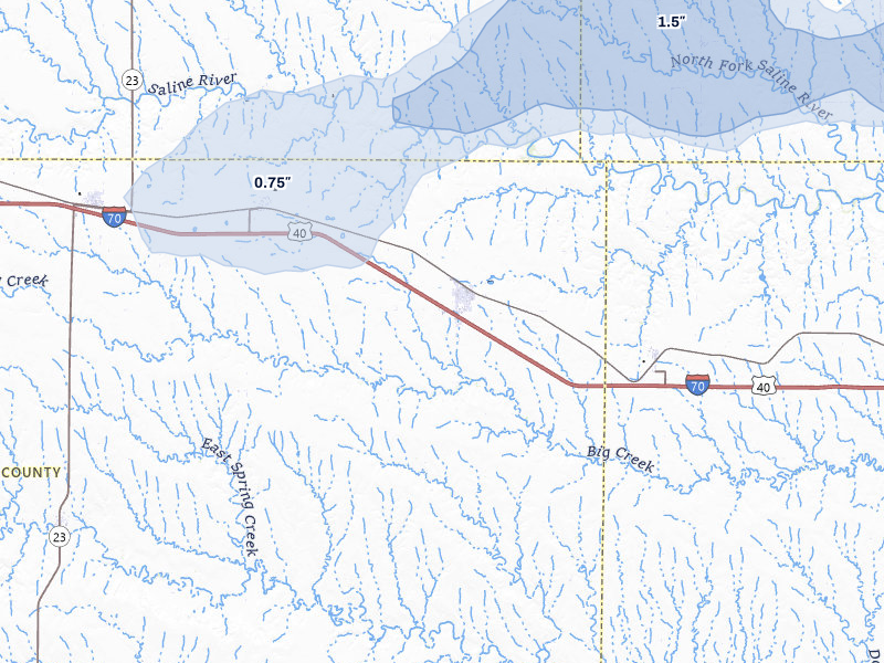NEXRAD radar-signature map of the hail storm over Quinter, KS on May 16, 2026