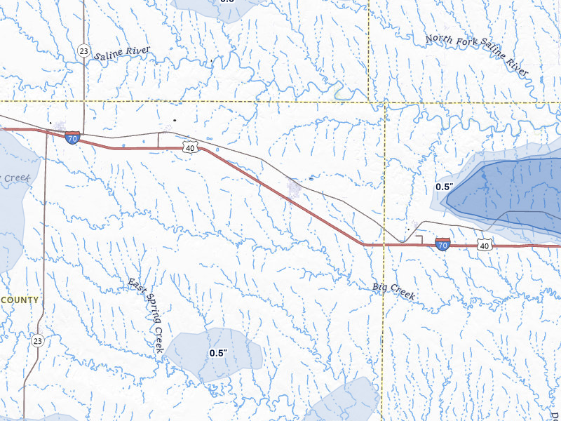 NEXRAD radar-signature map of the hail storm over Quinter, KS on Jul 3, 2026