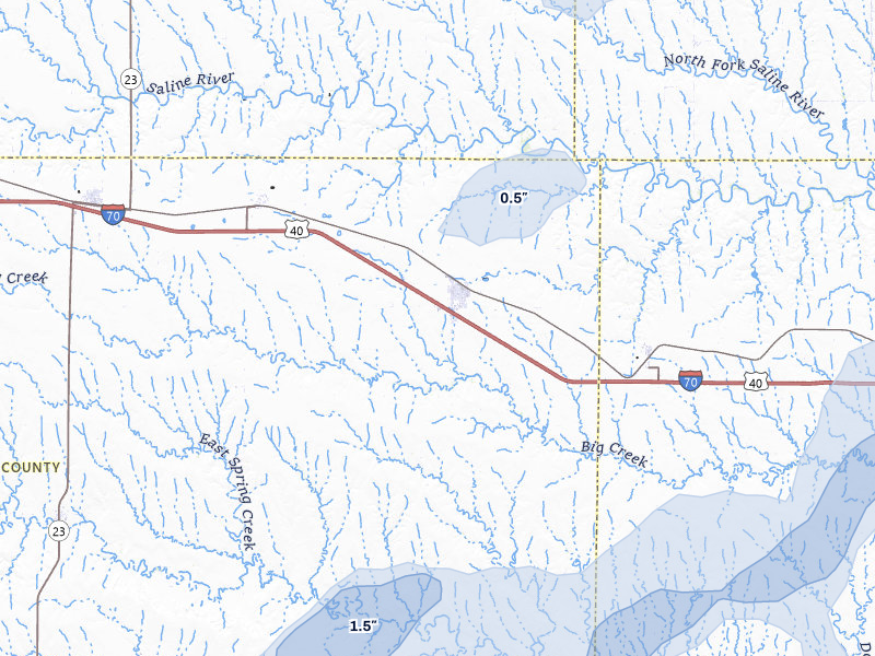 NEXRAD radar-signature map of the hail storm over Quinter, KS on Jul 9, 2026