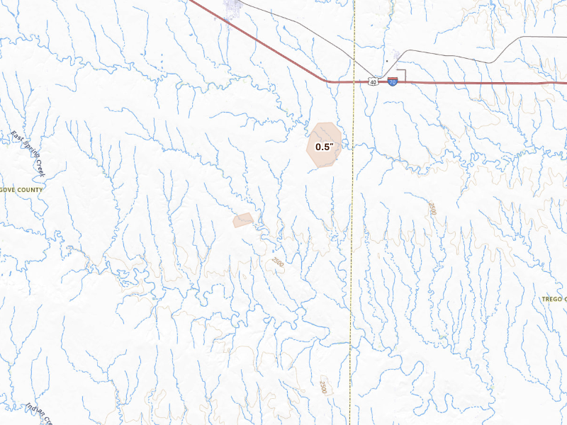 Radar-estimated hail-size map of the storm over Quinter, KS