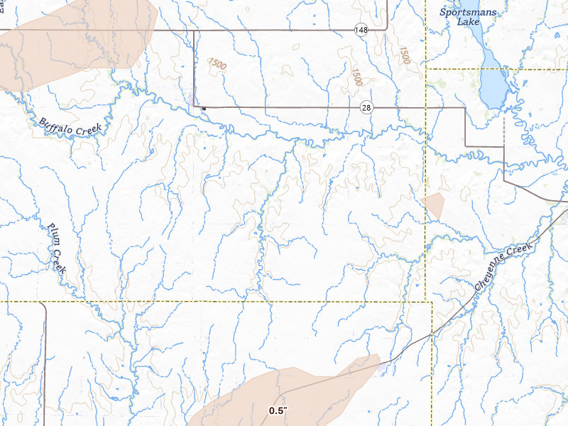 Radar-estimated hail-size map of the storm over Randall, KS on Apr 10, 2026