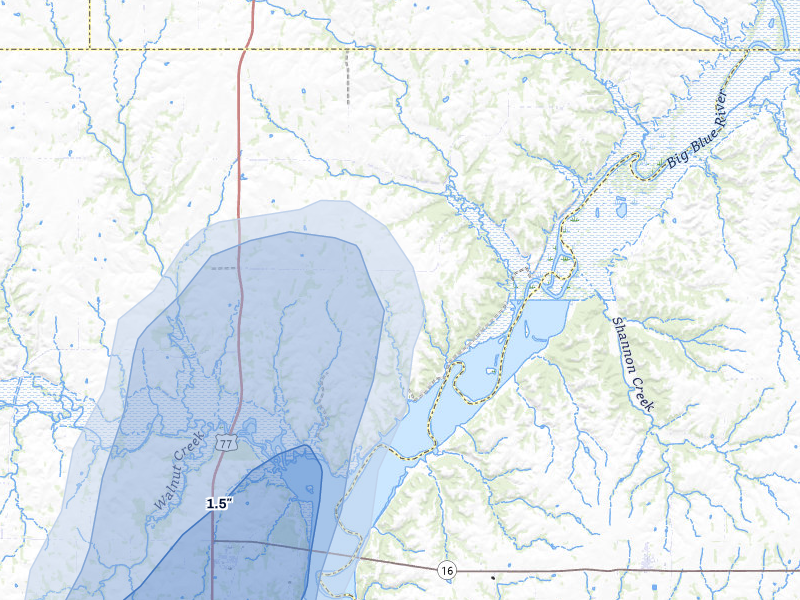 NEXRAD radar-signature map of the hail storm over Randolph, KS on May 29, 2026