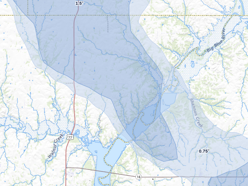 NEXRAD radar-signature map of the hail storm over Randolph, KS on Jul 8, 2026