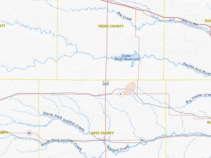 Radar-estimated hail-size map of the storm over Ransom, KS on May 16, 2026