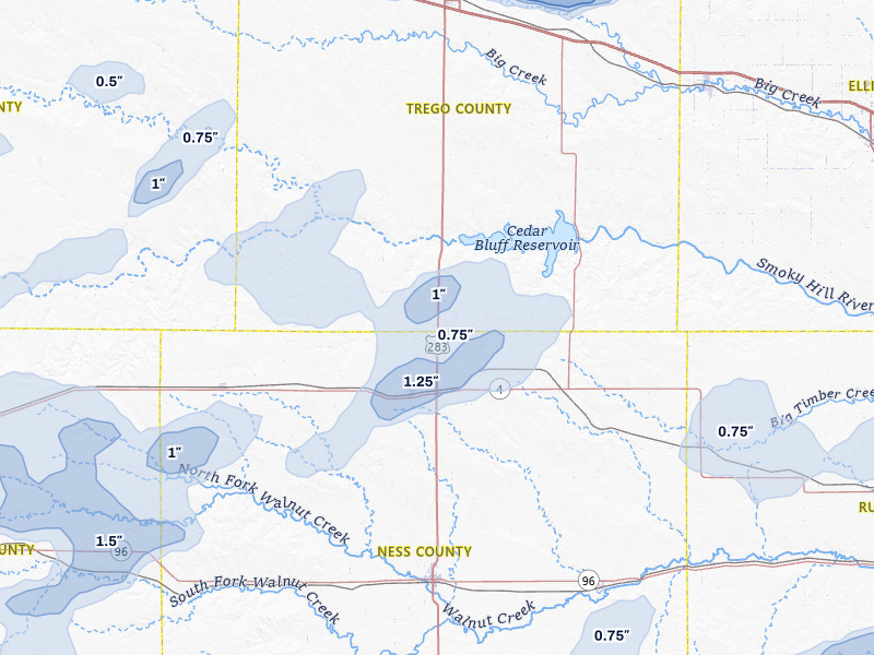 NEXRAD radar-signature map of the hail storm over Ransom, KS on Jul 3, 2026