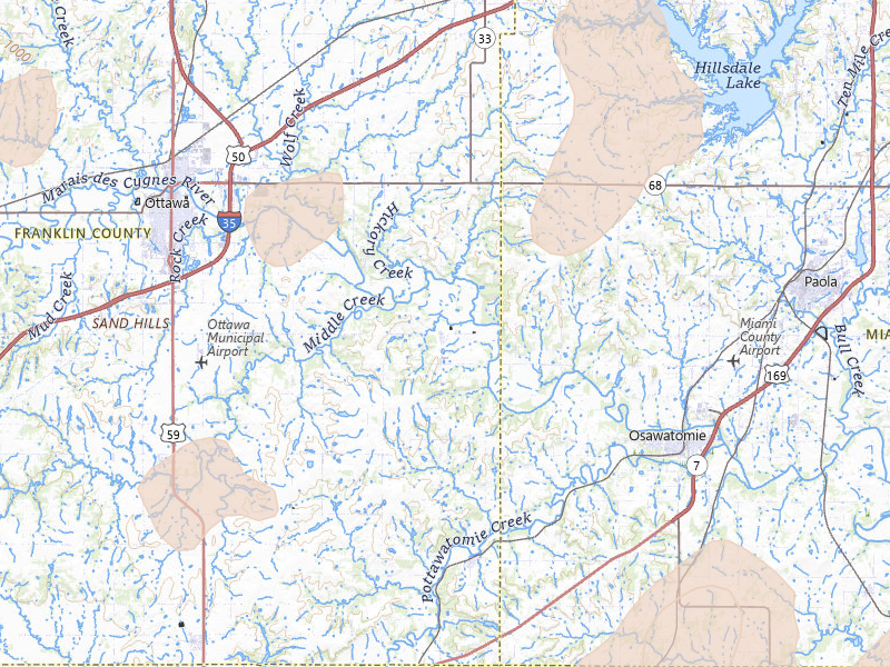 Radar-estimated hail-size map of the storm over Rantoul, KS on Apr 26, 2026
