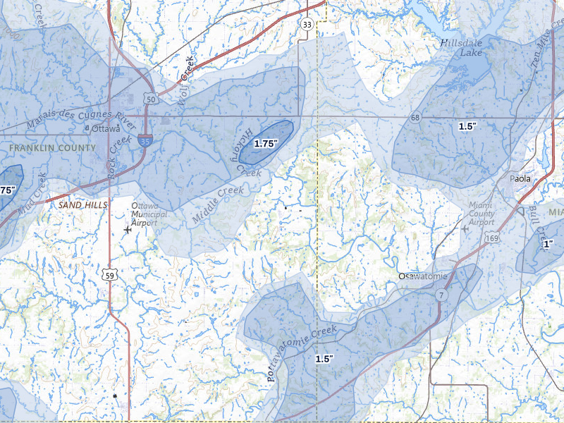NEXRAD radar-signature map of the hail storm over Rantoul, KS on May 30, 2026