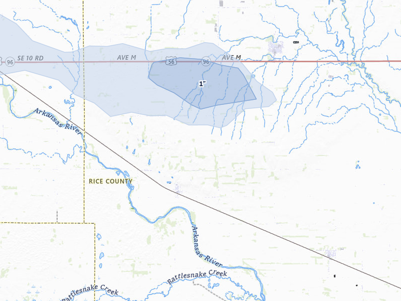 NEXRAD radar-signature map of the hail storm over Raymond, KS on Jul 30, 2026