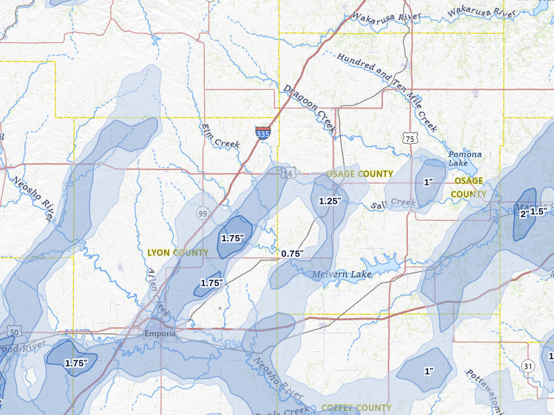 NEXRAD radar-signature map of the hail storm over Reading, KS on May 30, 2026