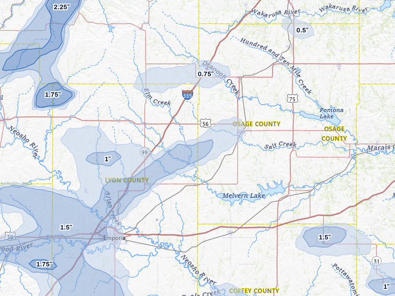 NEXRAD radar-signature map of the hail storm over Reading, KS on May 31, 2026