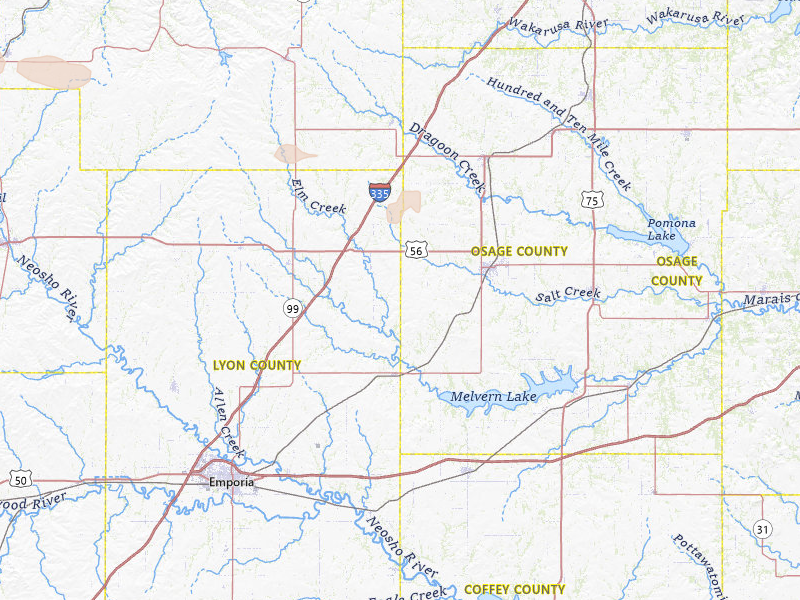 Radar-estimated hail-size map of the storm over Reading, KS on Jul 23, 2026