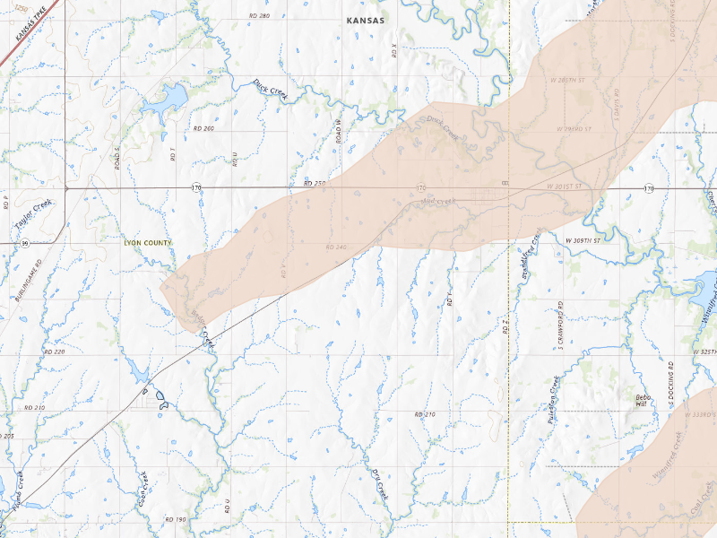 Radar-estimated hail-size map of the storm over Reading, KS