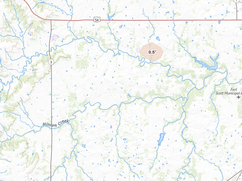 Radar-estimated hail-size map of the storm over Redfield, KS