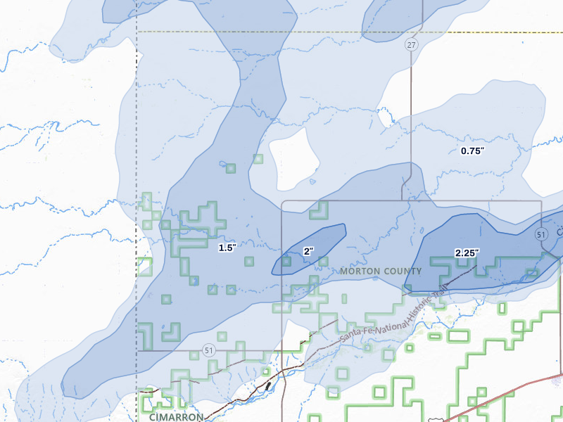 NEXRAD radar-signature map of the hail storm over Richfield, KS on Jun 1, 2026