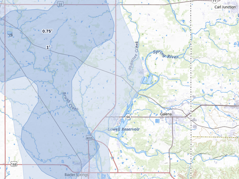 NEXRAD radar-signature map of the hail storm over Riverton, KS on Jun 26, 2026