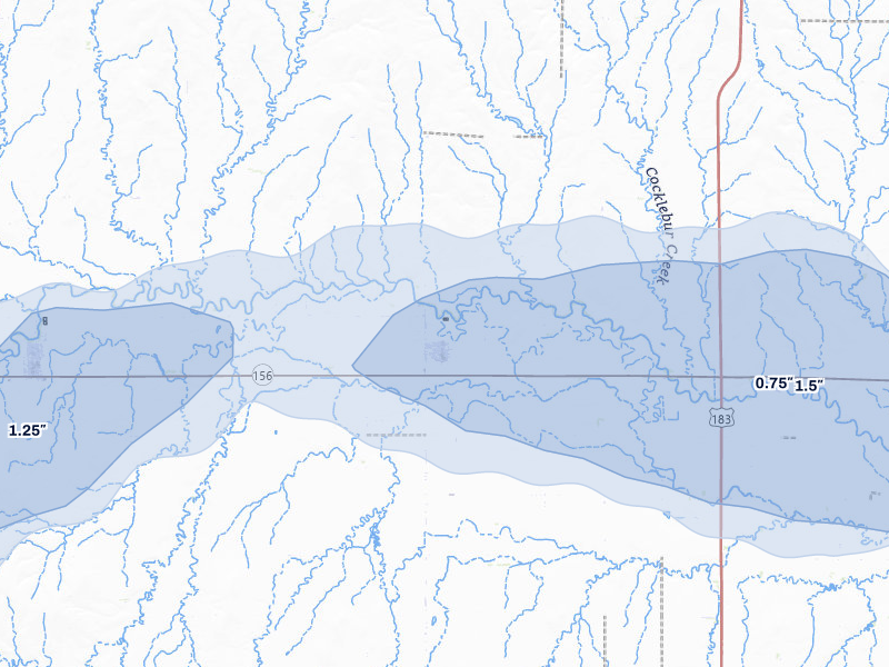 NEXRAD radar-signature map of the hail storm over Rozel, KS on Jun 1, 2026