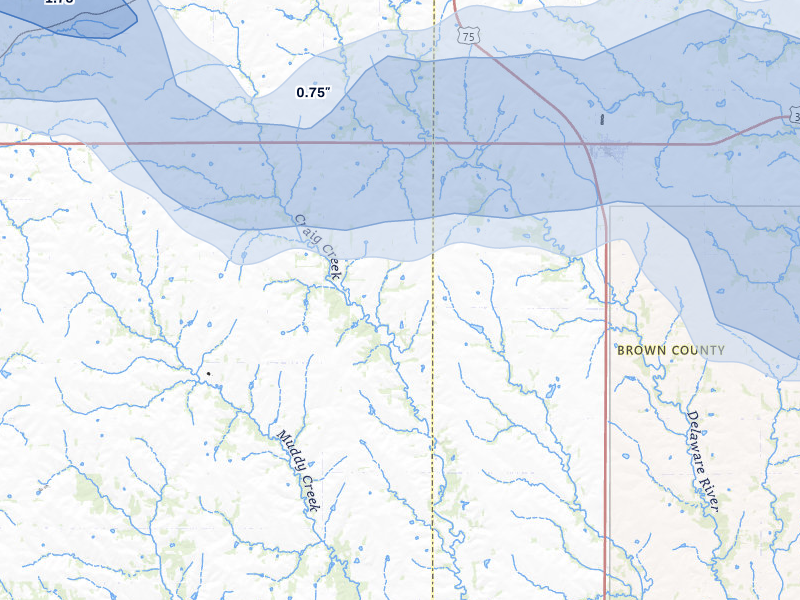 NEXRAD radar-signature map of the hail storm over Sabetha, KS on Aug 19, 2026