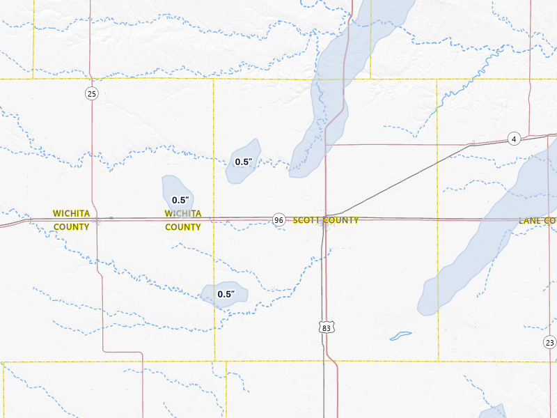 NEXRAD radar-signature map of the hail over Scott City, KS