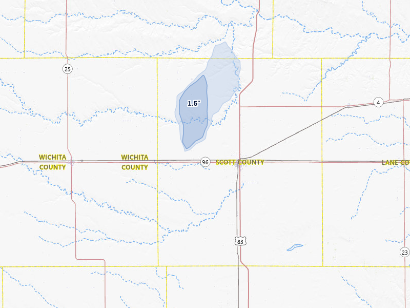 NEXRAD radar-signature map of the hail storm over Scott City, KS on Jun 5, 2026