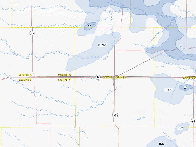 NEXRAD radar-signature map of the hail storm over Scott City, KS on Jul 3, 2026