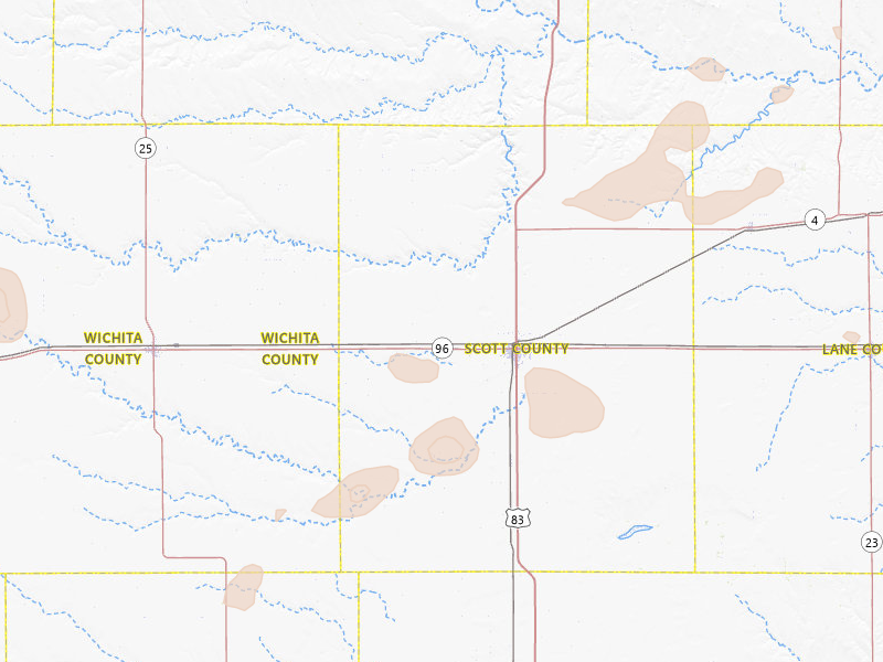 Radar-estimated hail-size map of the storm over Scott City, KS on Jul 9, 2026