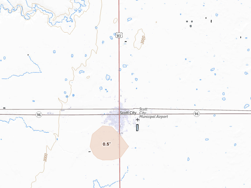 Radar-estimated hail-size map of the storm over Scott City, KS