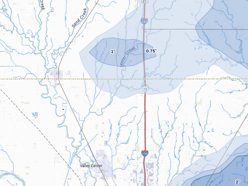 NEXRAD radar-signature map of the hail over Sedgwick, KS