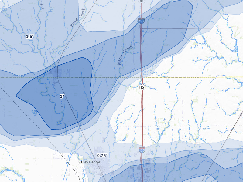 NEXRAD radar-signature map of the hail storm over Sedgwick, KS on May 30, 2026