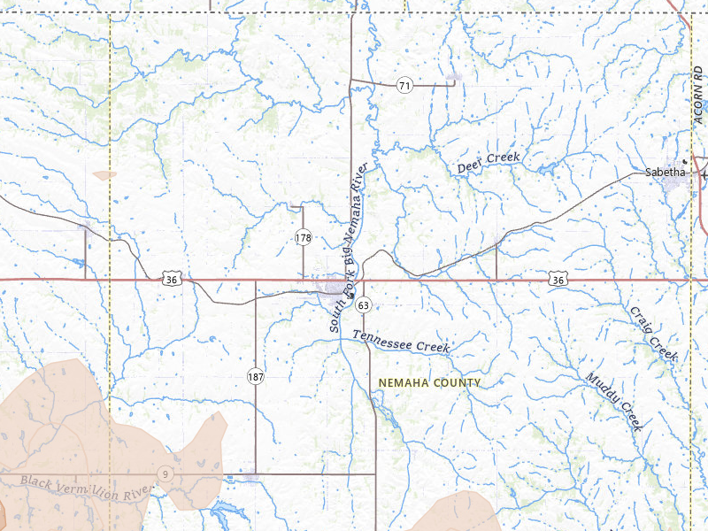 Radar-estimated hail-size map of the storm over Seneca, KS on May 17, 2026