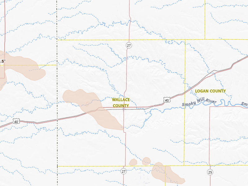 Radar-estimated hail-size map of the storm over Sharon Springs, KS on Jun 22, 2026